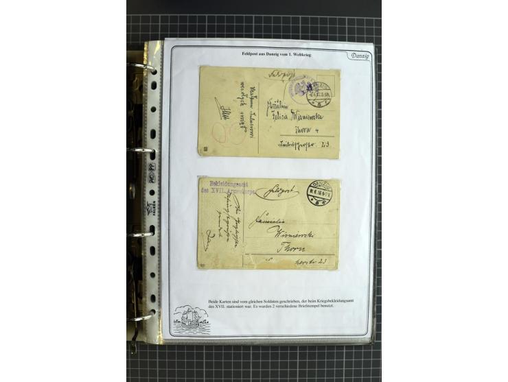 1914/1945, sehr umfangreiche Sammlung "Feldpost in Danzig" mit einigen hundert Briefen und Karten, dabei I. WK. mit interessa