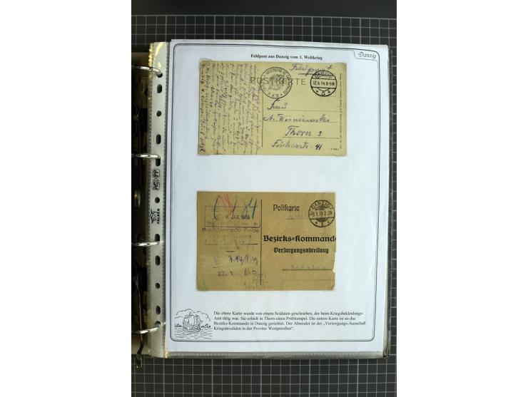 1914/1945, sehr umfangreiche Sammlung "Feldpost in Danzig" mit einigen hundert Briefen und Karten, dabei I. WK. mit interessa