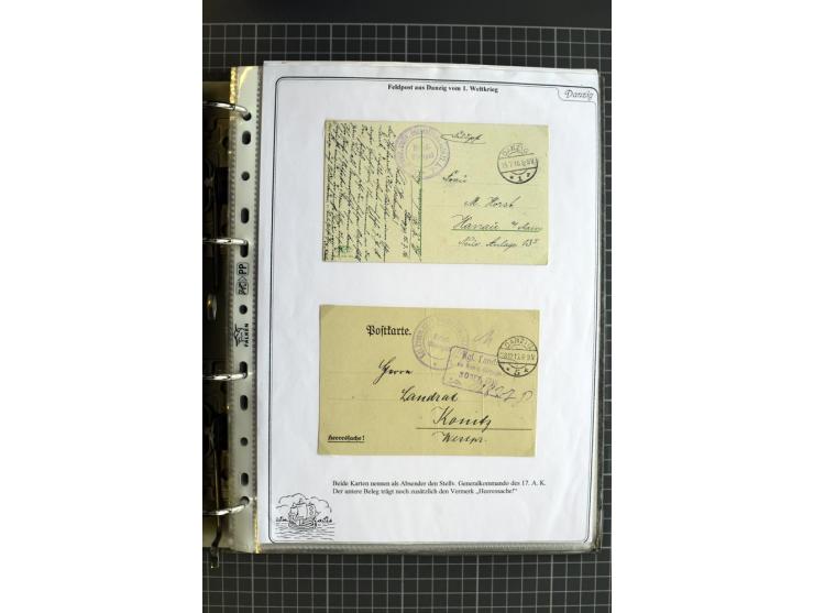 1914/1945, sehr umfangreiche Sammlung "Feldpost in Danzig" mit einigen hundert Briefen und Karten, dabei I. WK. mit interessa