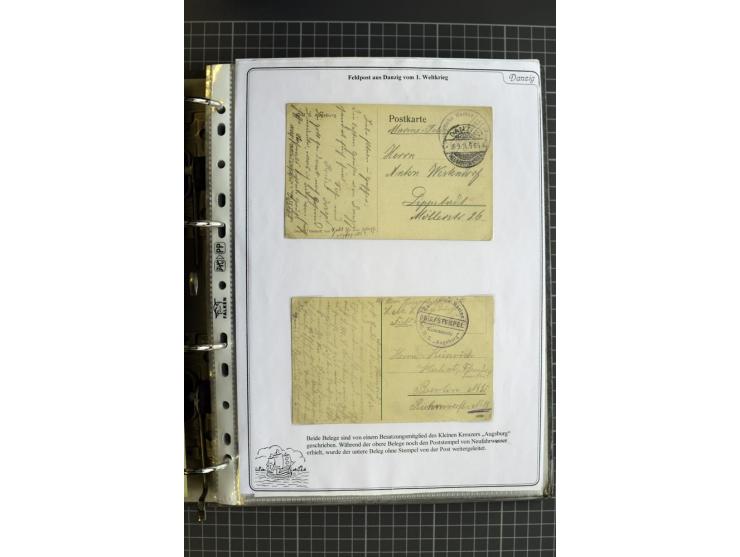 1914/1945, sehr umfangreiche Sammlung "Feldpost in Danzig" mit einigen hundert Briefen und Karten, dabei I. WK. mit interessa