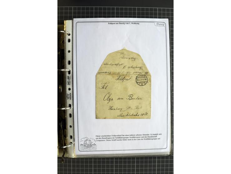 1914/1945, sehr umfangreiche Sammlung "Feldpost in Danzig" mit einigen hundert Briefen und Karten, dabei I. WK. mit interessa