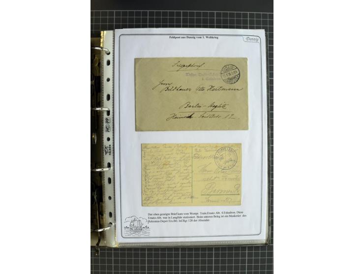 1914/1945, sehr umfangreiche Sammlung "Feldpost in Danzig" mit einigen hundert Briefen und Karten, dabei I. WK. mit interessa