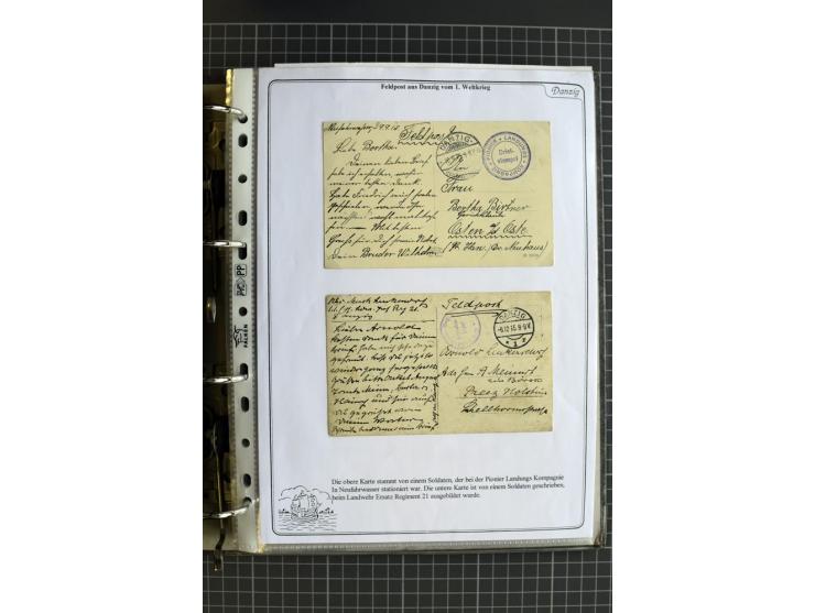 1914/1945, sehr umfangreiche Sammlung "Feldpost in Danzig" mit einigen hundert Briefen und Karten, dabei I. WK. mit interessa