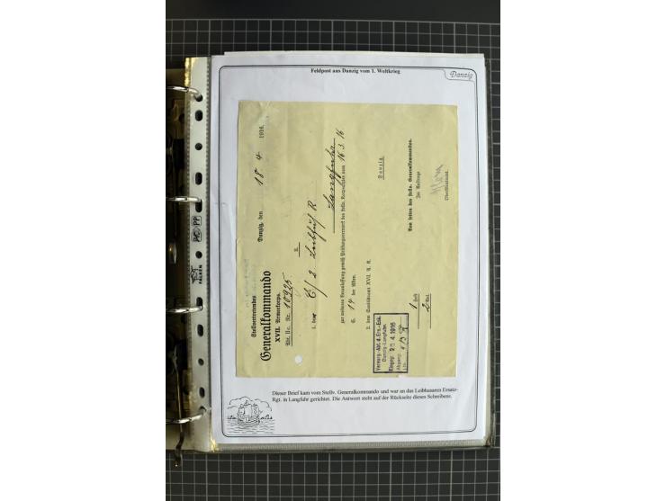 1914/1945, sehr umfangreiche Sammlung "Feldpost in Danzig" mit einigen hundert Briefen und Karten, dabei I. WK. mit interessa