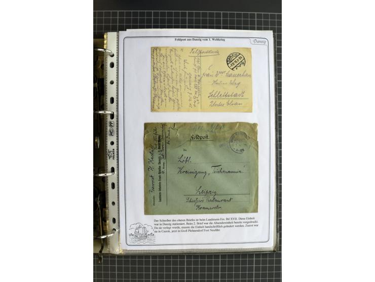 1914/1945, sehr umfangreiche Sammlung "Feldpost in Danzig" mit einigen hundert Briefen und Karten, dabei I. WK. mit interessa