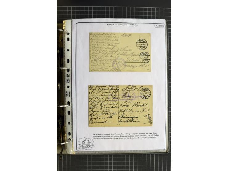 1914/1945, sehr umfangreiche Sammlung "Feldpost in Danzig" mit einigen hundert Briefen und Karten, dabei I. WK. mit interessa