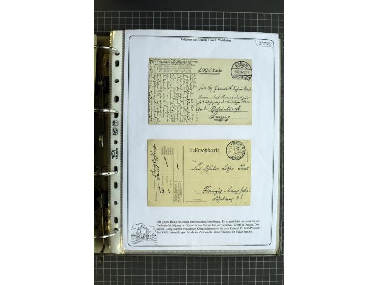 1914/1945, sehr umfangreiche Sammlung "Feldpost in Danzig" mit einigen hundert Briefen und Karten, dabei I. WK. mit interessa