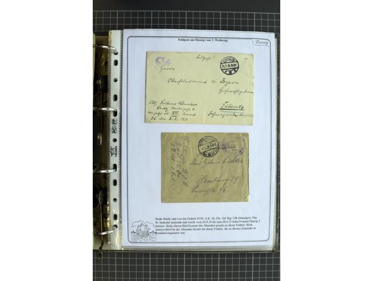 1914/1945, sehr umfangreiche Sammlung "Feldpost in Danzig" mit einigen hundert Briefen und Karten, dabei I. WK. mit interessa