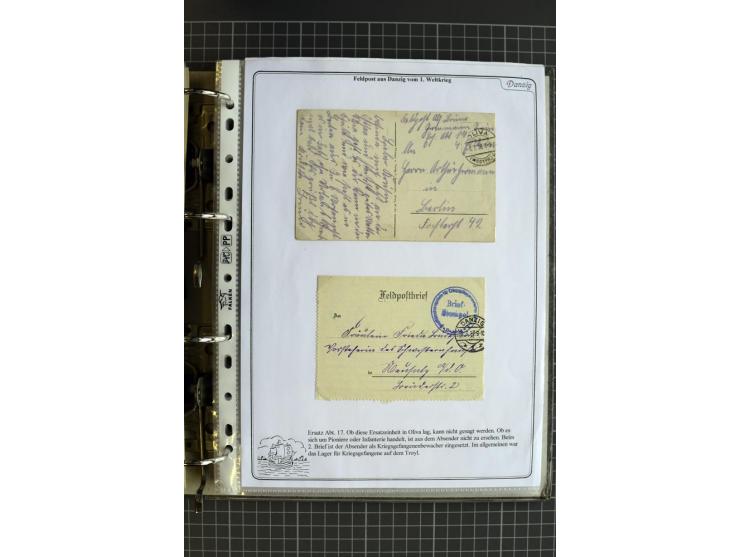 1914/1945, sehr umfangreiche Sammlung "Feldpost in Danzig" mit einigen hundert Briefen und Karten, dabei I. WK. mit interessa