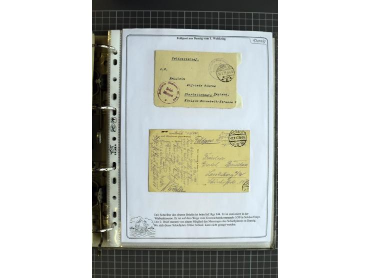 1914/1945, sehr umfangreiche Sammlung "Feldpost in Danzig" mit einigen hundert Briefen und Karten, dabei I. WK. mit interessa