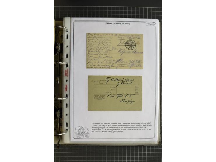 1914/1945, sehr umfangreiche Sammlung "Feldpost in Danzig" mit einigen hundert Briefen und Karten, dabei I. WK. mit interessa