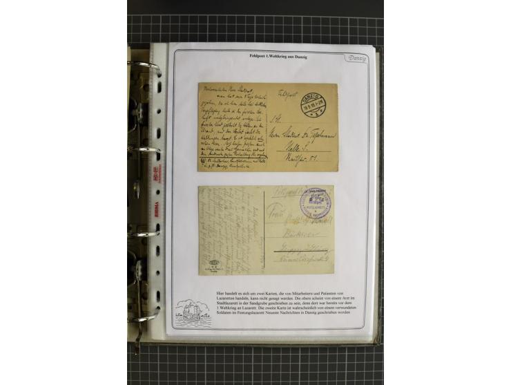 1914/1945, sehr umfangreiche Sammlung "Feldpost in Danzig" mit einigen hundert Briefen und Karten, dabei I. WK. mit interessa