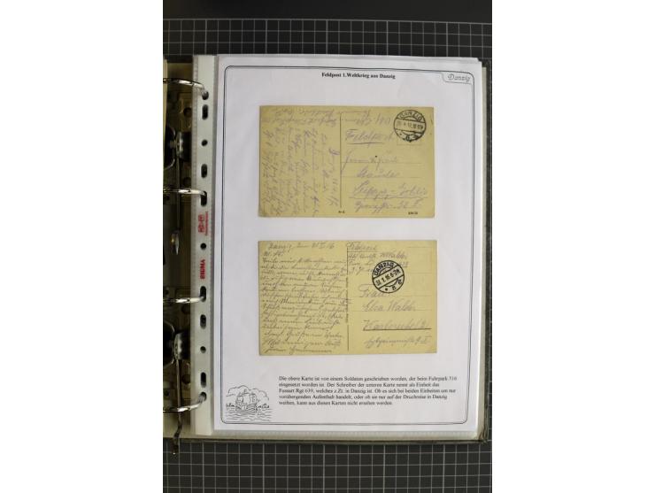 1914/1945, sehr umfangreiche Sammlung "Feldpost in Danzig" mit einigen hundert Briefen und Karten, dabei I. WK. mit interessa