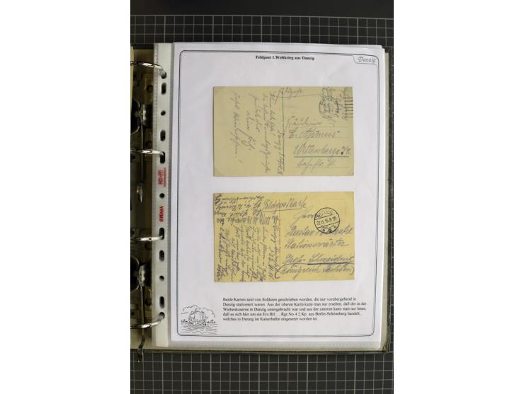 1914/1945, sehr umfangreiche Sammlung "Feldpost in Danzig" mit einigen hundert Briefen und Karten, dabei I. WK. mit interessa