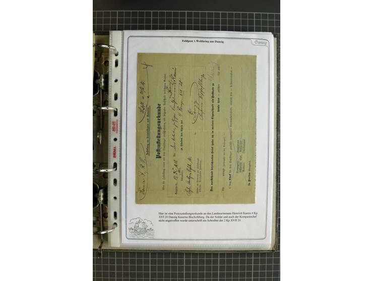 1914/1945, sehr umfangreiche Sammlung "Feldpost in Danzig" mit einigen hundert Briefen und Karten, dabei I. WK. mit interessa