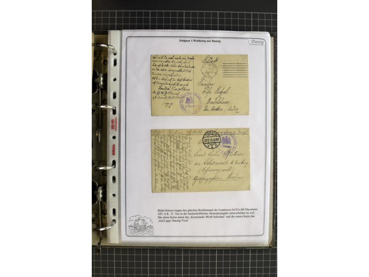 1914/1945, sehr umfangreiche Sammlung "Feldpost in Danzig" mit einigen hundert Briefen und Karten, dabei I. WK. mit interessa