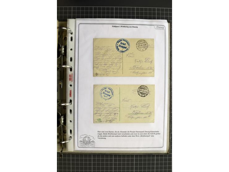 1914/1945, sehr umfangreiche Sammlung "Feldpost in Danzig" mit einigen hundert Briefen und Karten, dabei I. WK. mit interessa