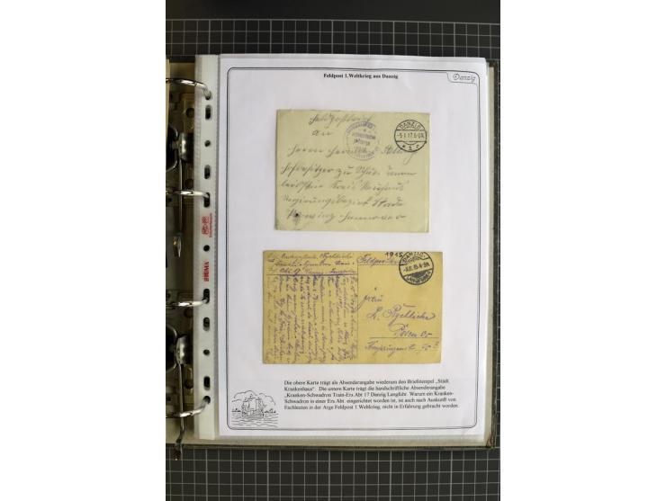1914/1945, sehr umfangreiche Sammlung "Feldpost in Danzig" mit einigen hundert Briefen und Karten, dabei I. WK. mit interessa
