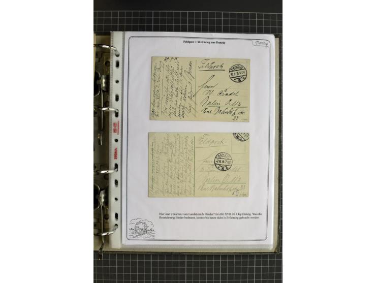 1914/1945, sehr umfangreiche Sammlung "Feldpost in Danzig" mit einigen hundert Briefen und Karten, dabei I. WK. mit interessa
