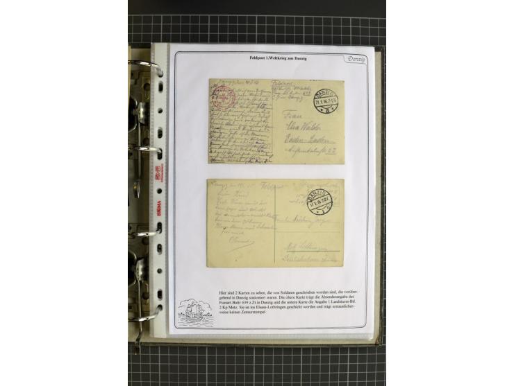 1914/1945, sehr umfangreiche Sammlung "Feldpost in Danzig" mit einigen hundert Briefen und Karten, dabei I. WK. mit interessa
