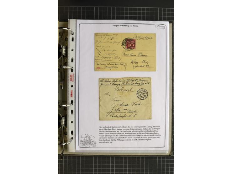 1914/1945, sehr umfangreiche Sammlung "Feldpost in Danzig" mit einigen hundert Briefen und Karten, dabei I. WK. mit interessa