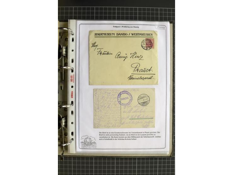 1914/1945, sehr umfangreiche Sammlung "Feldpost in Danzig" mit einigen hundert Briefen und Karten, dabei I. WK. mit interessa