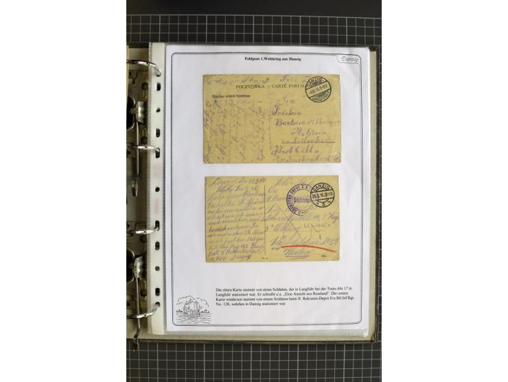 1914/1945, sehr umfangreiche Sammlung "Feldpost in Danzig" mit einigen hundert Briefen und Karten, dabei I. WK. mit interessa