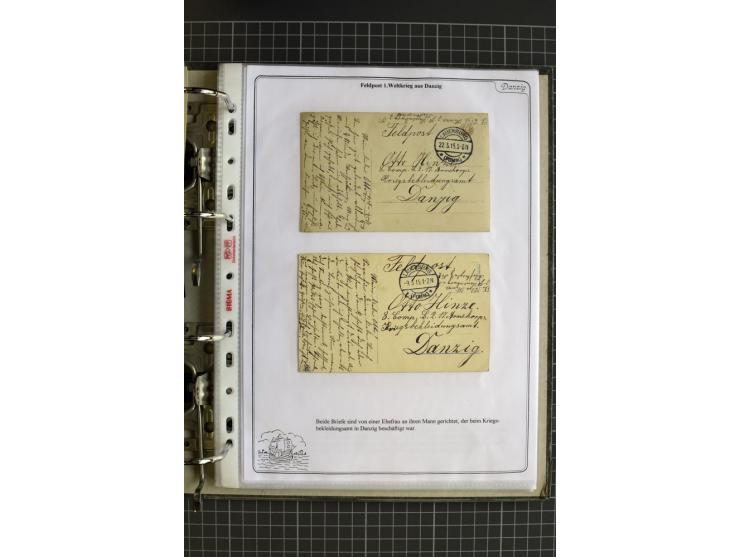 1914/1945, sehr umfangreiche Sammlung "Feldpost in Danzig" mit einigen hundert Briefen und Karten, dabei I. WK. mit interessa