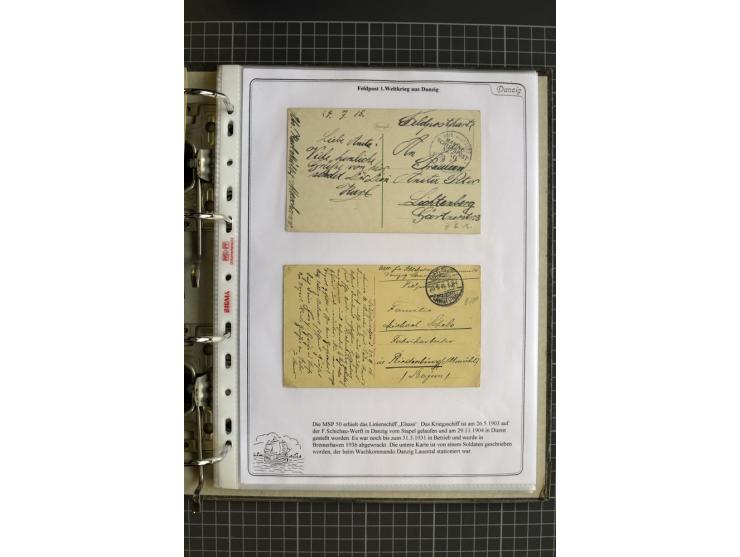 1914/1945, sehr umfangreiche Sammlung "Feldpost in Danzig" mit einigen hundert Briefen und Karten, dabei I. WK. mit interessa