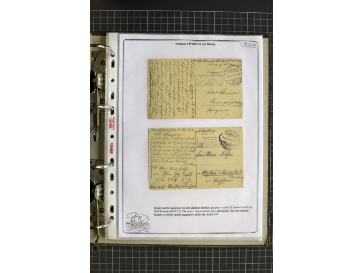 1914/1945, sehr umfangreiche Sammlung "Feldpost in Danzig" mit einigen hundert Briefen und Karten, dabei I. WK. mit interessa