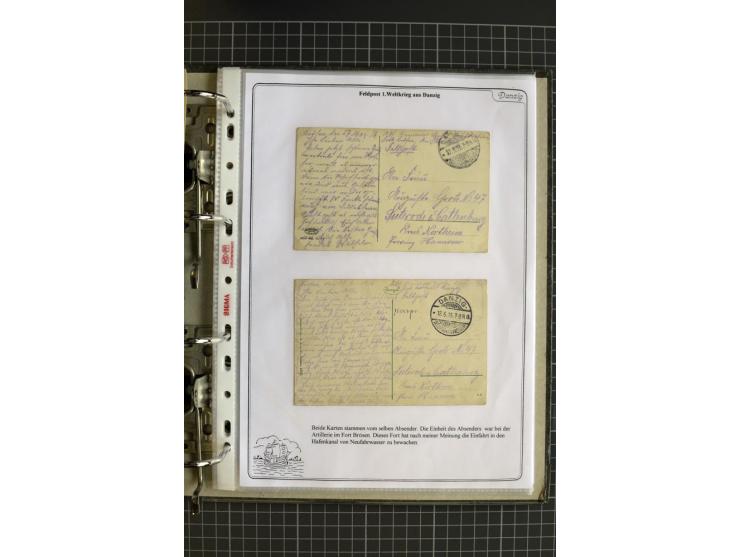 1914/1945, sehr umfangreiche Sammlung "Feldpost in Danzig" mit einigen hundert Briefen und Karten, dabei I. WK. mit interessa
