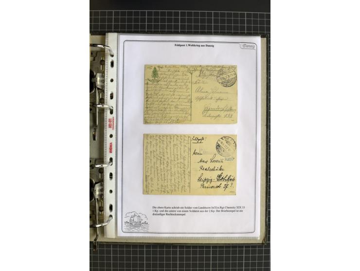 1914/1945, sehr umfangreiche Sammlung "Feldpost in Danzig" mit einigen hundert Briefen und Karten, dabei I. WK. mit interessa