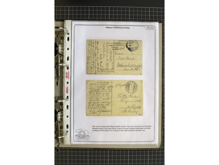 1914/1945, sehr umfangreiche Sammlung "Feldpost in Danzig" mit einigen hundert Briefen und Karten, dabei I. WK. mit interessa