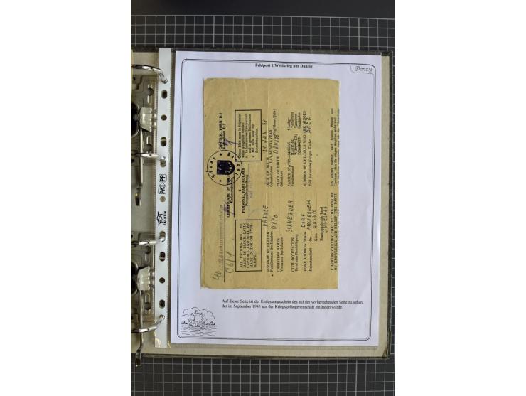 1914/1945, sehr umfangreiche Sammlung "Feldpost in Danzig" mit einigen hundert Briefen und Karten, dabei I. WK. mit interessa
