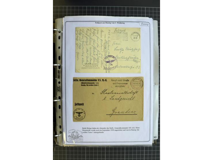 1914/1945, sehr umfangreiche Sammlung "Feldpost in Danzig" mit einigen hundert Briefen und Karten, dabei I. WK. mit interessa