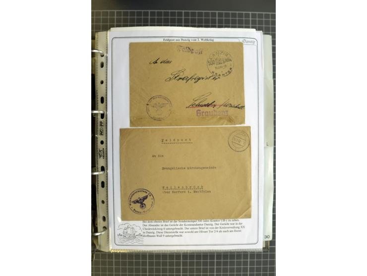 1914/1945, sehr umfangreiche Sammlung "Feldpost in Danzig" mit einigen hundert Briefen und Karten, dabei I. WK. mit interessa