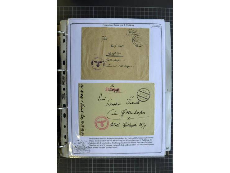 1914/1945, sehr umfangreiche Sammlung "Feldpost in Danzig" mit einigen hundert Briefen und Karten, dabei I. WK. mit interessa