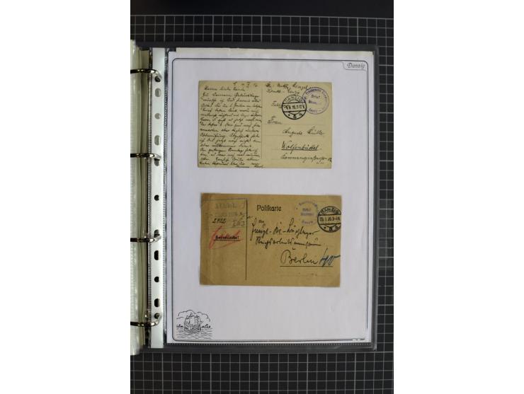 1914/1945, sehr umfangreiche Sammlung "Feldpost in Danzig" mit einigen hundert Briefen und Karten, dabei I. WK. mit interessa