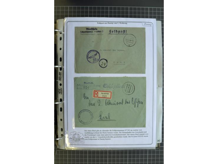 1914/1945, sehr umfangreiche Sammlung "Feldpost in Danzig" mit einigen hundert Briefen und Karten, dabei I. WK. mit interessa