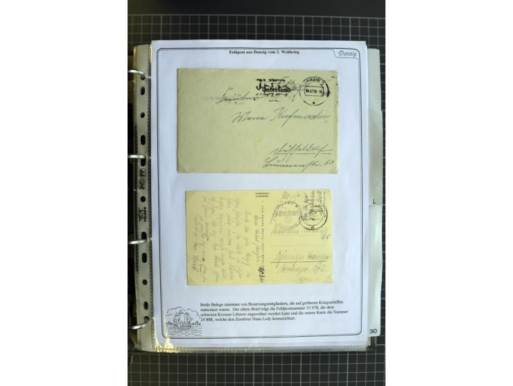 1914/1945, sehr umfangreiche Sammlung "Feldpost in Danzig" mit einigen hundert Briefen und Karten, dabei I. WK. mit interessa
