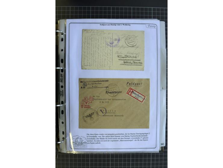 1914/1945, sehr umfangreiche Sammlung "Feldpost in Danzig" mit einigen hundert Briefen und Karten, dabei I. WK. mit interessa
