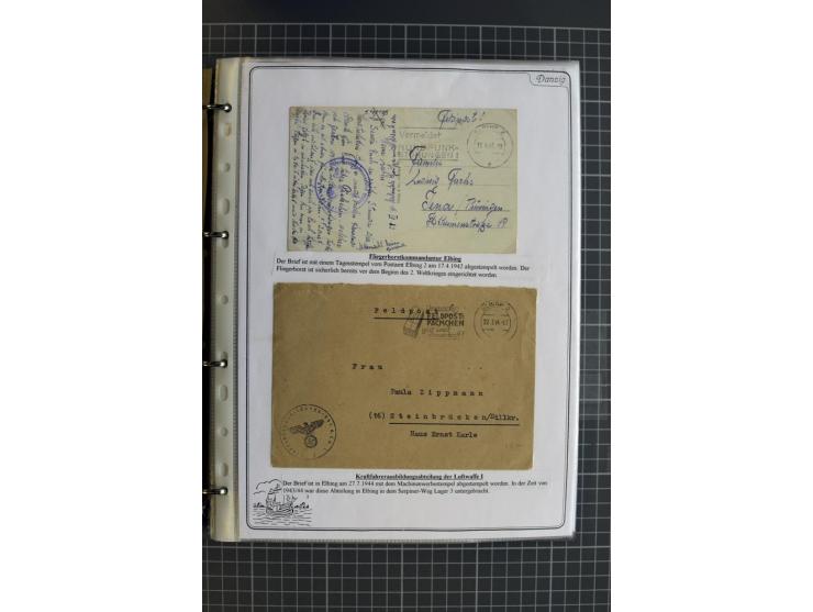 1914/1945, sehr umfangreiche Sammlung "Feldpost in Danzig" mit einigen hundert Briefen und Karten, dabei I. WK. mit interessa