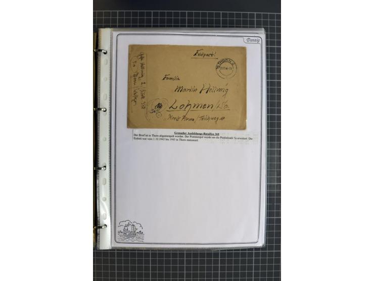 1914/1945, sehr umfangreiche Sammlung "Feldpost in Danzig" mit einigen hundert Briefen und Karten, dabei I. WK. mit interessa