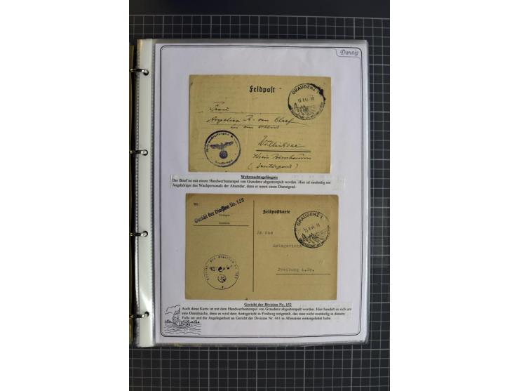 1914/1945, sehr umfangreiche Sammlung "Feldpost in Danzig" mit einigen hundert Briefen und Karten, dabei I. WK. mit interessa