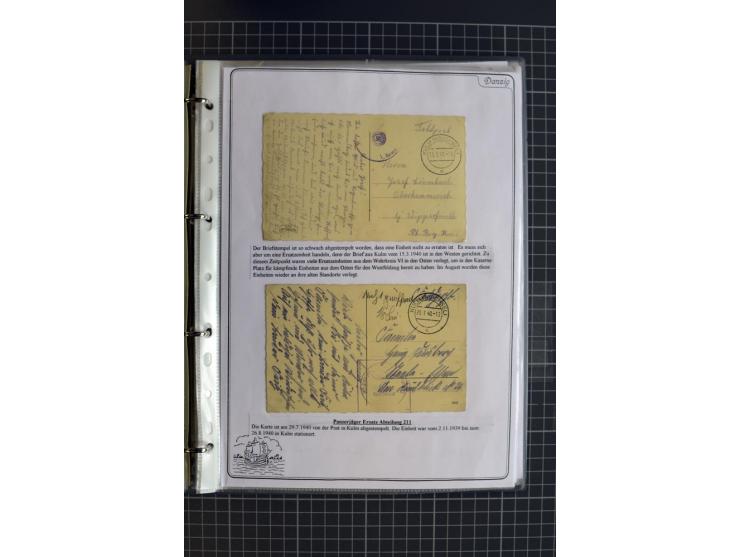 1914/1945, sehr umfangreiche Sammlung "Feldpost in Danzig" mit einigen hundert Briefen und Karten, dabei I. WK. mit interessa