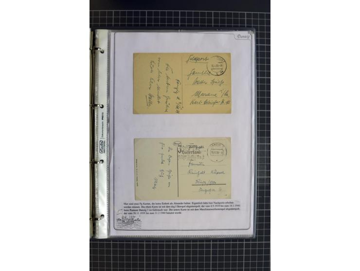 1914/1945, sehr umfangreiche Sammlung "Feldpost in Danzig" mit einigen hundert Briefen und Karten, dabei I. WK. mit interessa