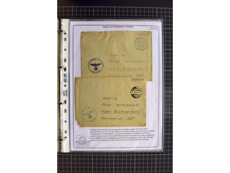 1914/1945, sehr umfangreiche Sammlung "Feldpost in Danzig" mit einigen hundert Briefen und Karten, dabei I. WK. mit interessa