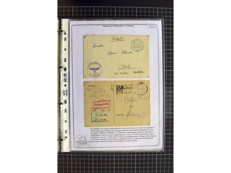 1914/1945, sehr umfangreiche Sammlung "Feldpost in Danzig" mit einigen hundert Briefen und Karten, dabei I. WK. mit interessa