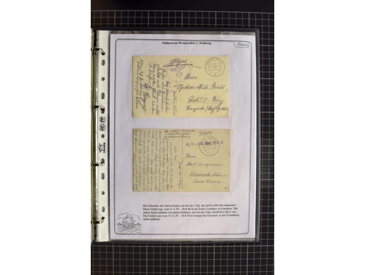 1914/1945, sehr umfangreiche Sammlung "Feldpost in Danzig" mit einigen hundert Briefen und Karten, dabei I. WK. mit interessa