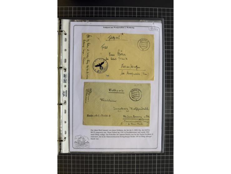 1914/1945, sehr umfangreiche Sammlung "Feldpost in Danzig" mit einigen hundert Briefen und Karten, dabei I. WK. mit interessa